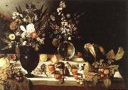 unknow artist A Table Laden with Flowers and Fruit Germany oil painting artist